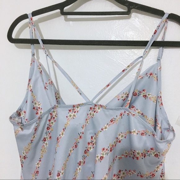 Free People Intimately FP Blue Floral Silk Slip Dress Size L NWOT - Picture 6 of 10